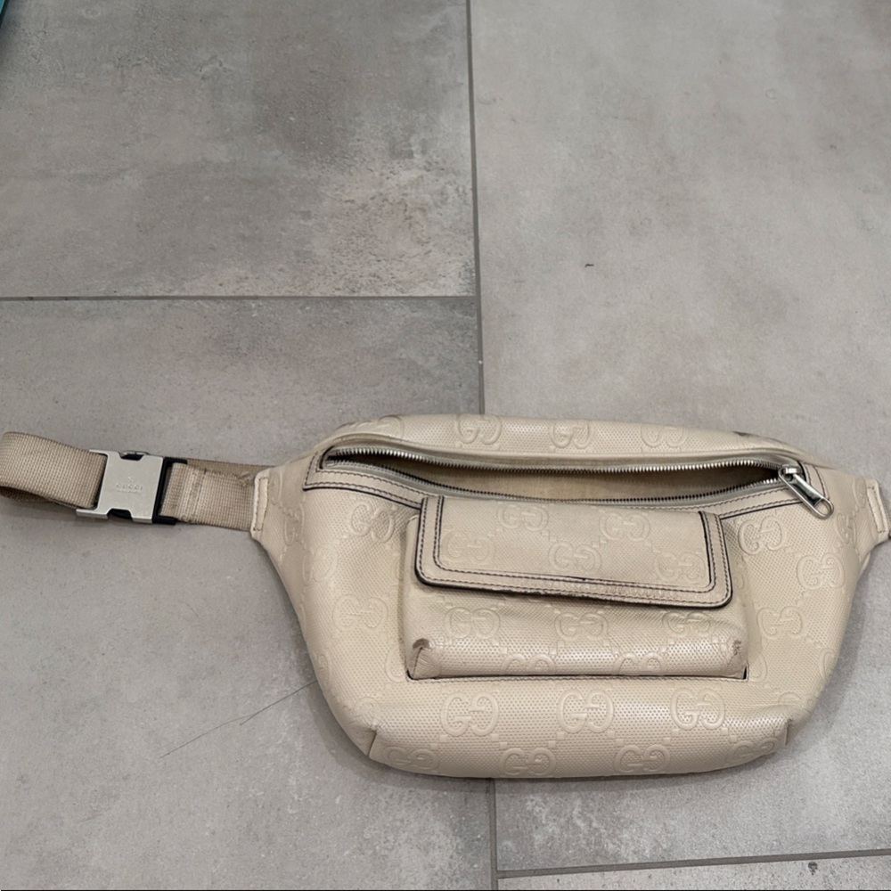 Gucci Cream Embossed Waist Bag